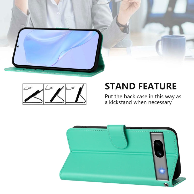 For Google Pixel 7a Skin Feel Solid Color Leather Phone Case with Lanyard