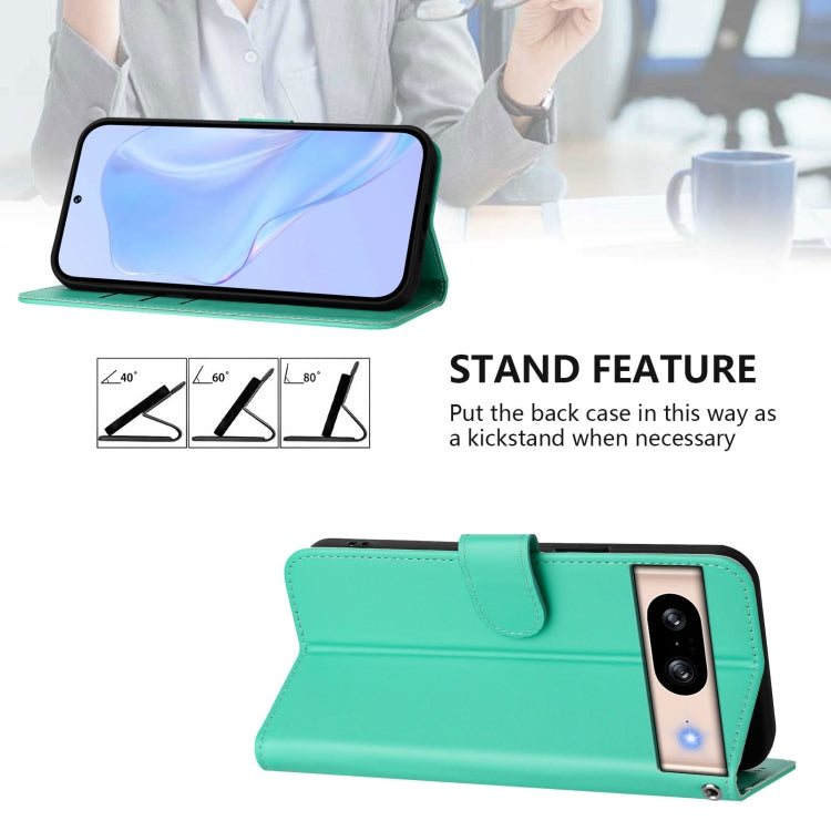 For Google Pixel 8 Skin Feel Solid Color Leather Phone Case with Lanyard