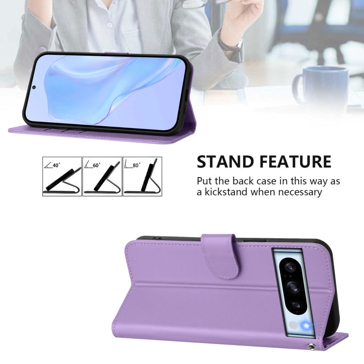 For Google Pixel 8 Pro Skin Feel Solid Color Leather Phone Case with Lanyard