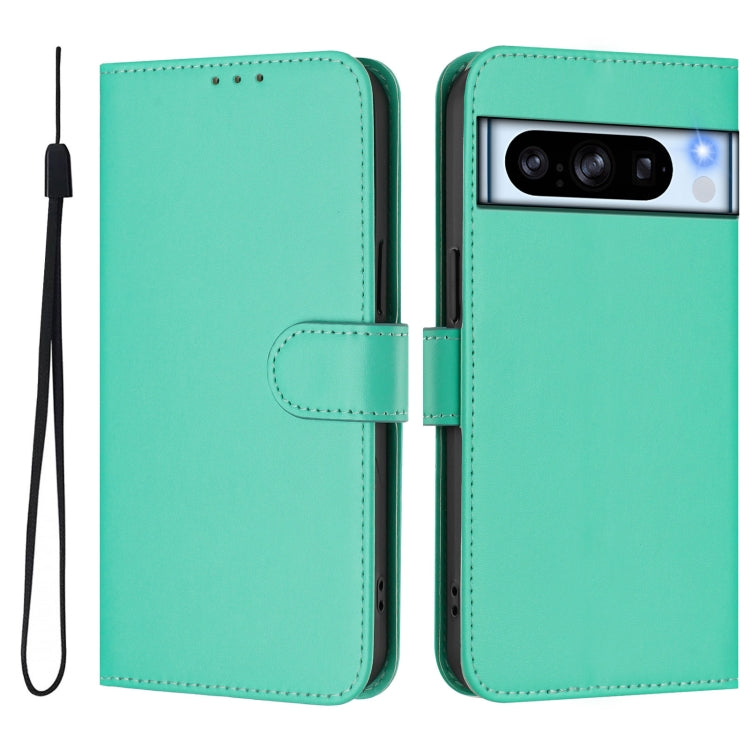 For Google Pixel 8 Pro Skin Feel Solid Color Leather Phone Case with Lanyard