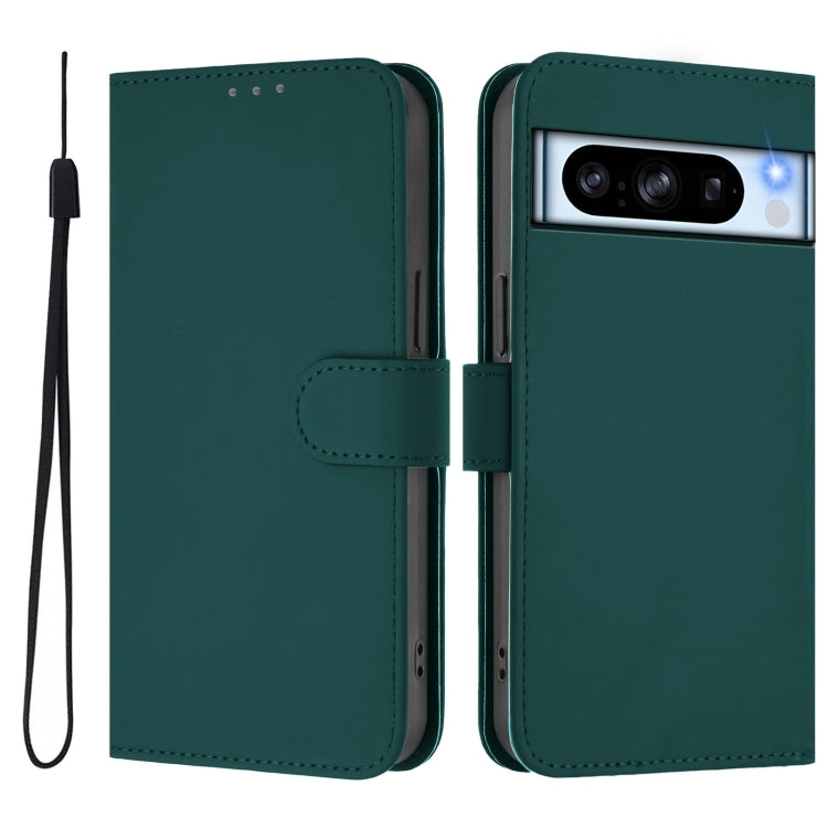 For Google Pixel 8 Pro Skin Feel Solid Color Leather Phone Case with Lanyard