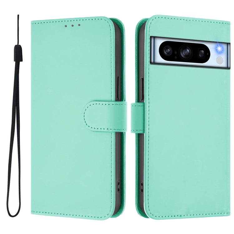 For Google Pixel 8 Pro Skin Feel Solid Color Leather Phone Case with Lanyard