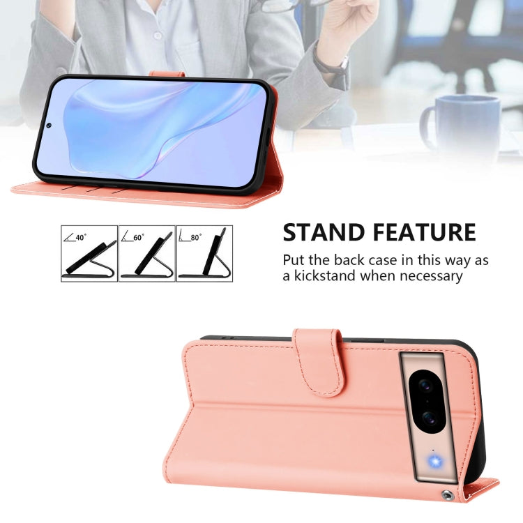 For Google Pixel 8a Skin Feel Solid Color Leather Phone Case with Lanyard