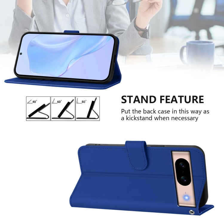 For Google Pixel 8a Skin Feel Solid Color Leather Phone Case with Lanyard