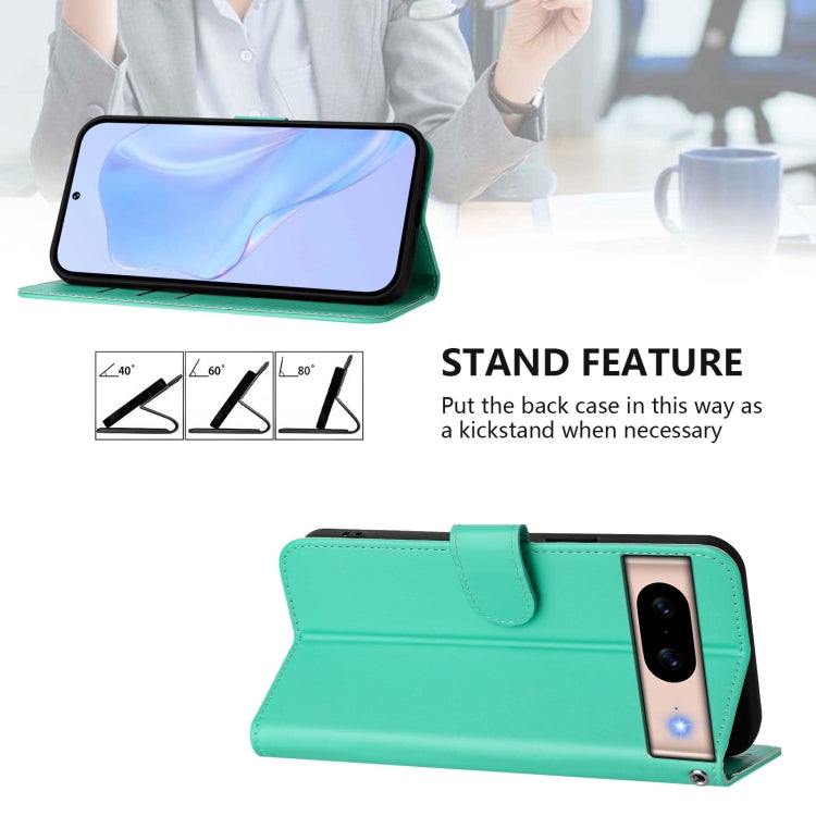 For Google Pixel 8a Skin Feel Solid Color Leather Phone Case with Lanyard