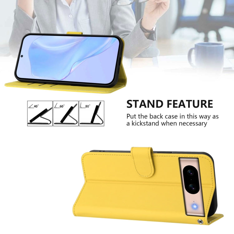 For Google Pixel 8a Skin Feel Solid Color Leather Phone Case with Lanyard