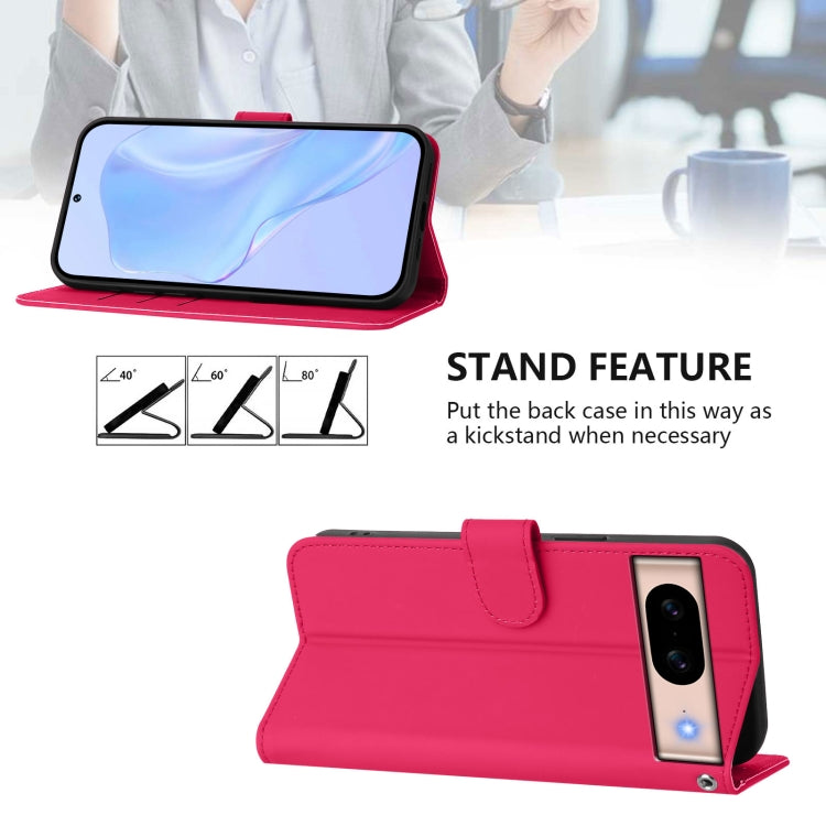 For Google Pixel 8a Skin Feel Solid Color Leather Phone Case with Lanyard