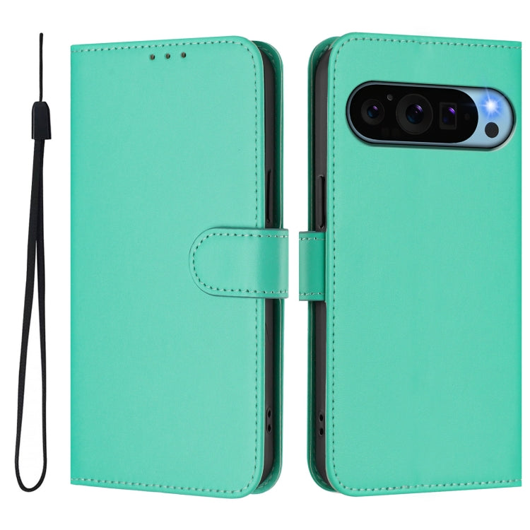 For Google Pixel 9 / Pixel 9 Pro Skin Feel Solid Color Leather Phone Case with Lanyard
