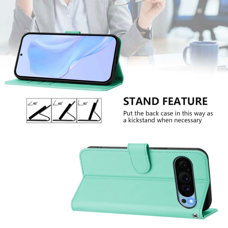 For Google Pixel 9 / Pixel 9 Pro Skin Feel Solid Color Leather Phone Case with Lanyard