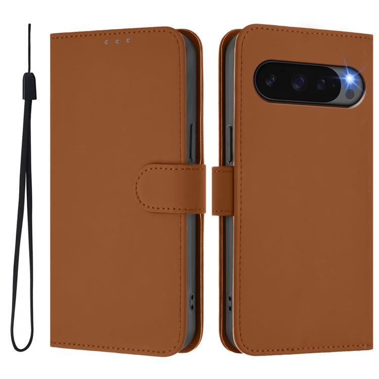 For Google Pixel 10 / 10 Pro Skin Feel Solid Color Leather Phone Case with Lanyard