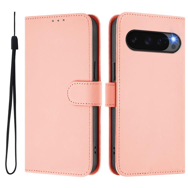 For Google Pixel 10 / 10 Pro Skin Feel Solid Color Leather Phone Case with Lanyard