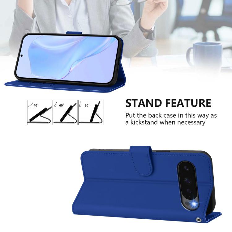 For Google Pixel 10 / 10 Pro Skin Feel Solid Color Leather Phone Case with Lanyard