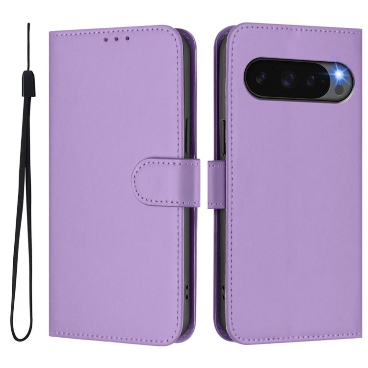 For Google Pixel 10 / 10 Pro Skin Feel Solid Color Leather Phone Case with Lanyard