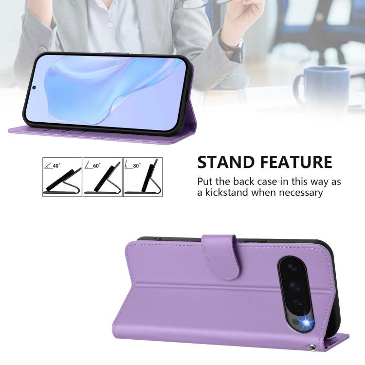 For Google Pixel 10 / 10 Pro Skin Feel Solid Color Leather Phone Case with Lanyard