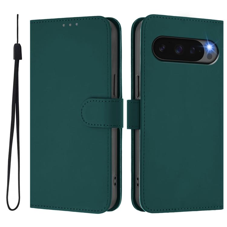 For Google Pixel 10 / 10 Pro Skin Feel Solid Color Leather Phone Case with Lanyard