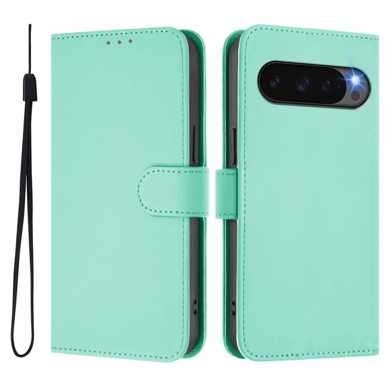 For Google Pixel 10 / 10 Pro Skin Feel Solid Color Leather Phone Case with Lanyard