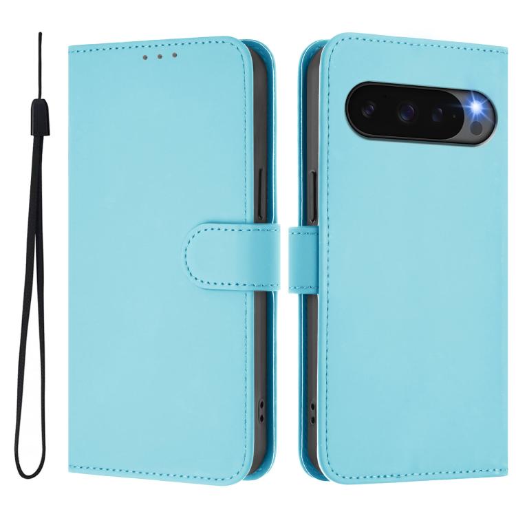 For Google Pixel 10 / 10 Pro Skin Feel Solid Color Leather Phone Case with Lanyard