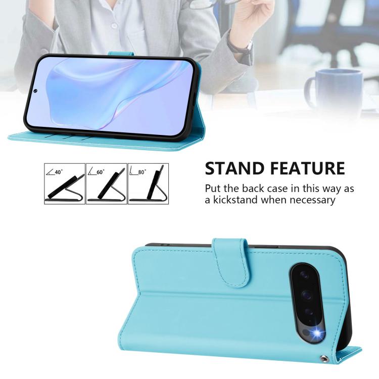 For Google Pixel 10 / 10 Pro Skin Feel Solid Color Leather Phone Case with Lanyard