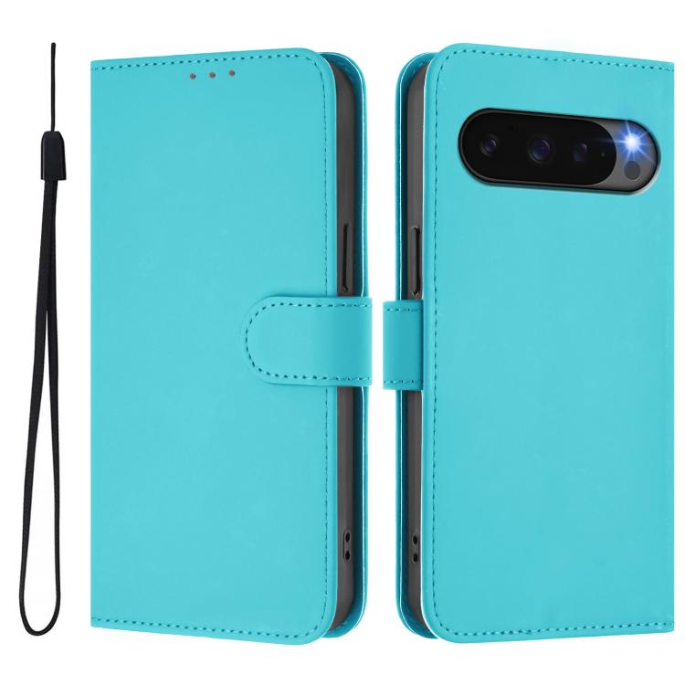 For Google Pixel 10 / 10 Pro Skin Feel Solid Color Leather Phone Case with Lanyard