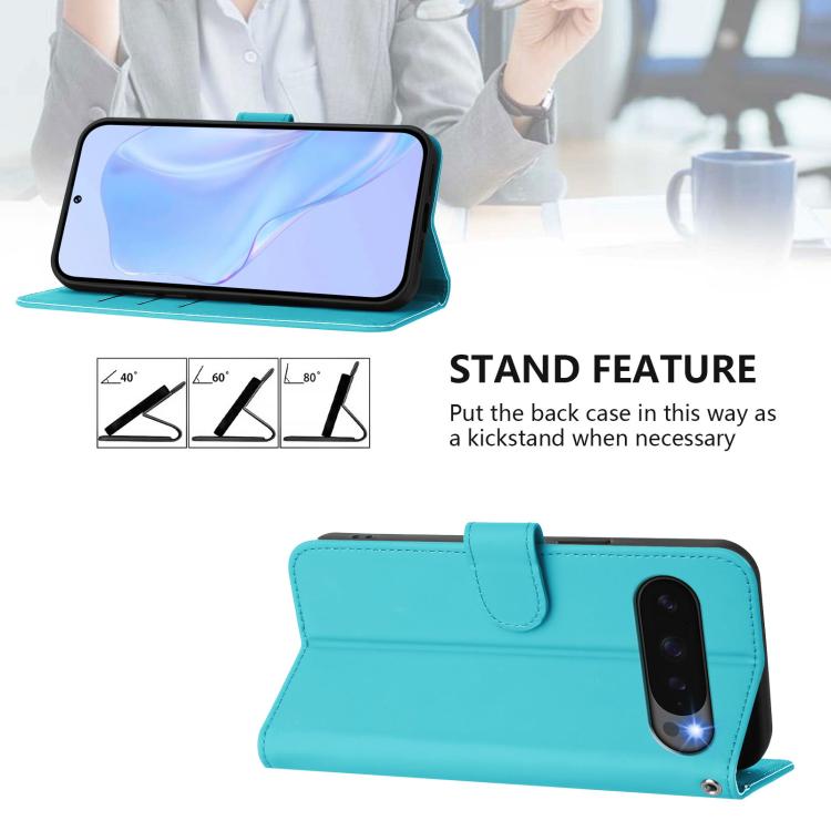 For Google Pixel 10 / 10 Pro Skin Feel Solid Color Leather Phone Case with Lanyard