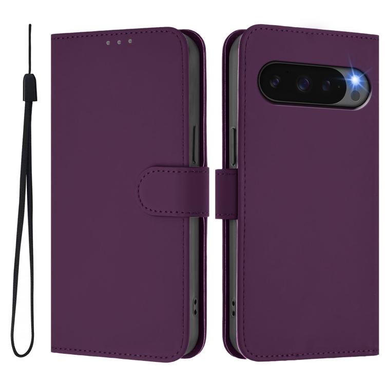 For Google Pixel 10 / 10 Pro Skin Feel Solid Color Leather Phone Case with Lanyard