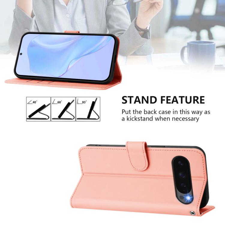 For Google Pixel 10 Pro XL Skin Feel Solid Color Leather Phone Case with Lanyard