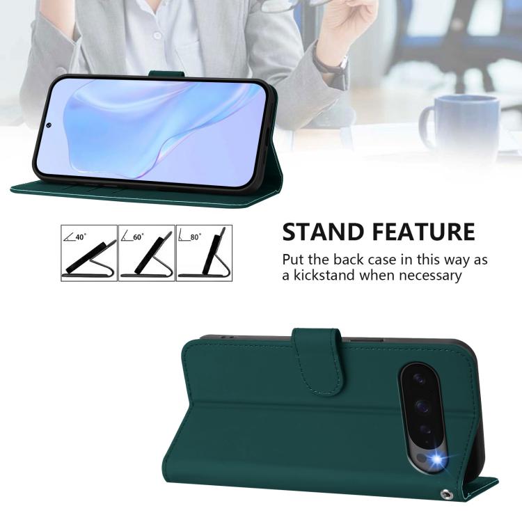 For Google Pixel 10 Pro XL Skin Feel Solid Color Leather Phone Case with Lanyard