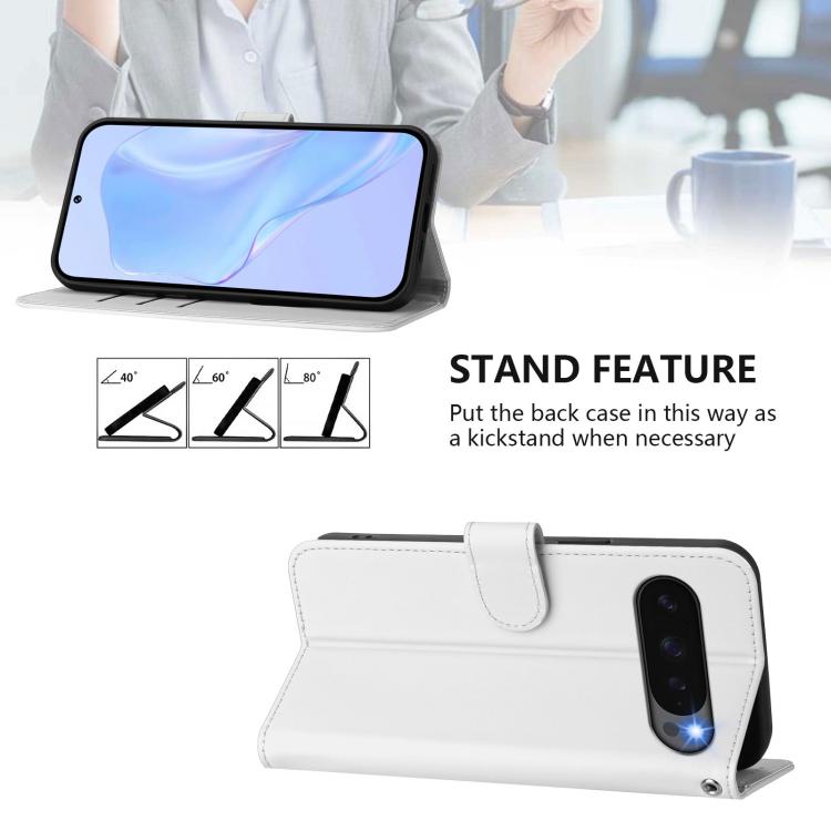 For Google Pixel 10 Pro XL Skin Feel Solid Color Leather Phone Case with Lanyard