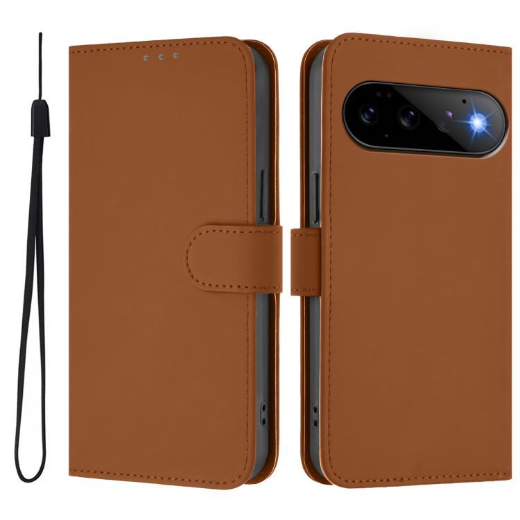 For Google Pixel 11 Pro / 11 Skin Feel Solid Color Leather Phone Case with Lanyard