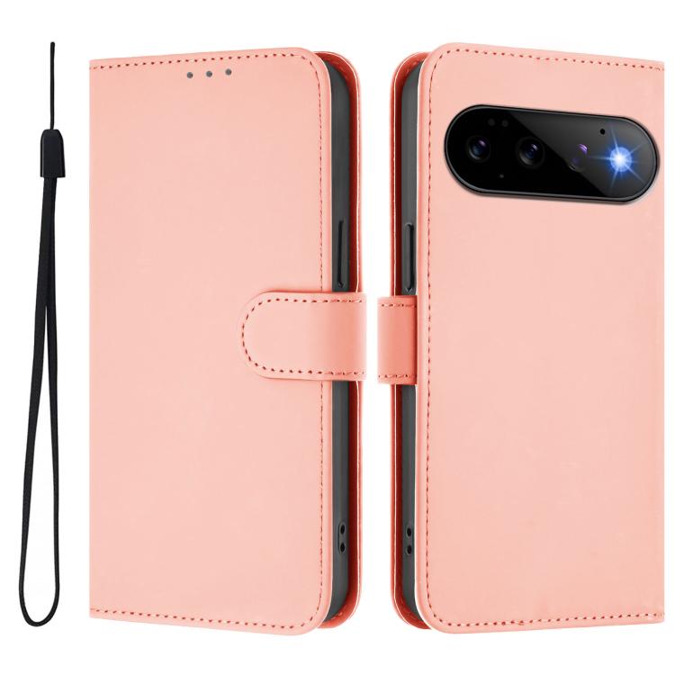 For Google Pixel 11 Pro / 11 Skin Feel Solid Color Leather Phone Case with Lanyard