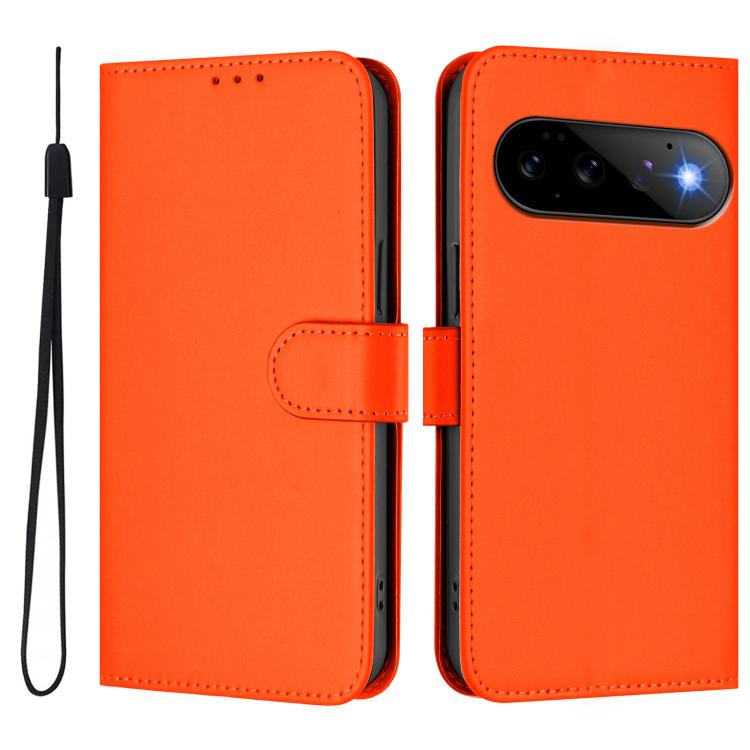For Google Pixel 11 Pro / 11 Skin Feel Solid Color Leather Phone Case with Lanyard