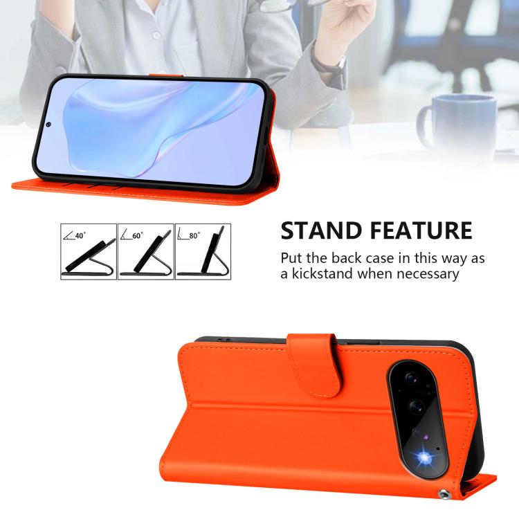 For Google Pixel 11 Pro / 11 Skin Feel Solid Color Leather Phone Case with Lanyard