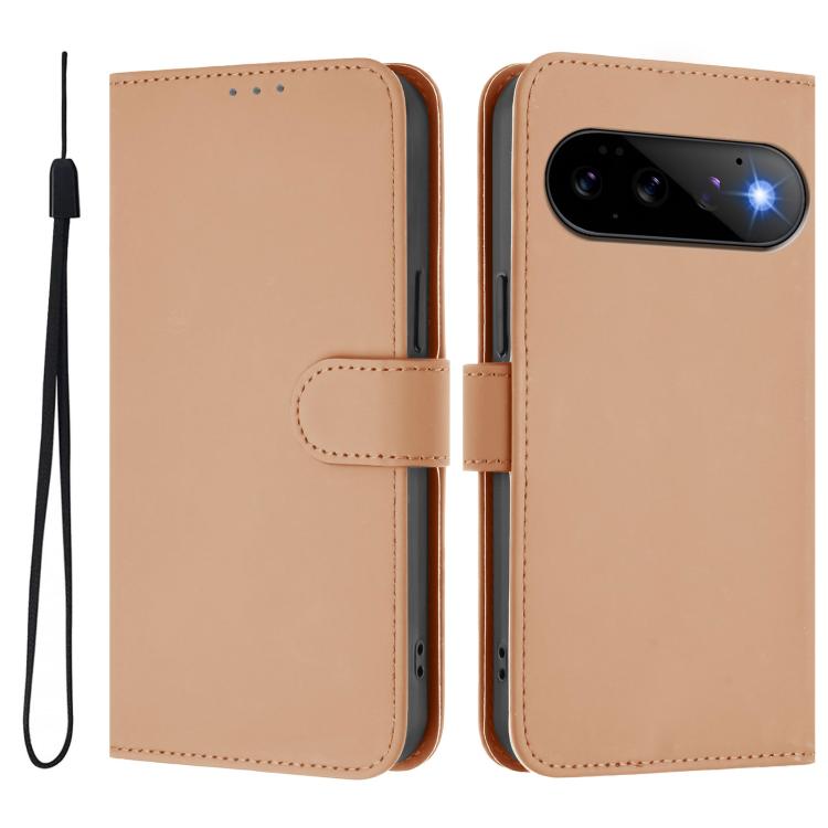 For Google Pixel 11 Pro / 11 Skin Feel Solid Color Leather Phone Case with Lanyard