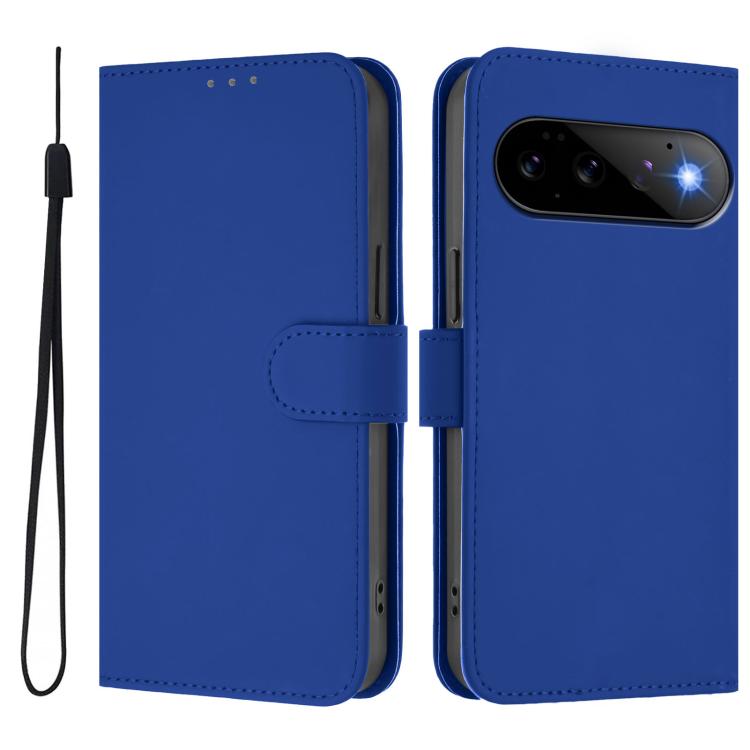 For Google Pixel 11 Pro / 11 Skin Feel Solid Color Leather Phone Case with Lanyard
