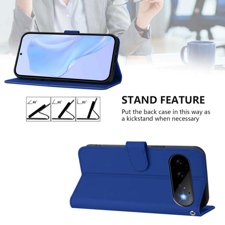 For Google Pixel 11 Pro / 11 Skin Feel Solid Color Leather Phone Case with Lanyard