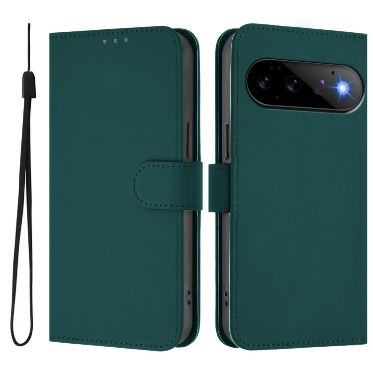 For Google Pixel 11 Pro / 11 Skin Feel Solid Color Leather Phone Case with Lanyard