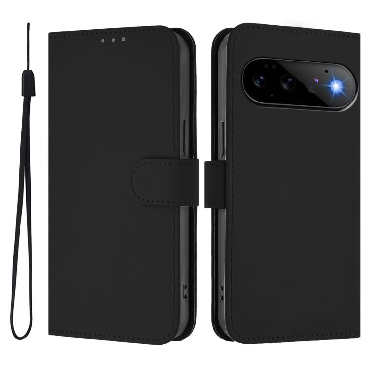 For Google Pixel 11 Pro / 11 Skin Feel Solid Color Leather Phone Case with Lanyard