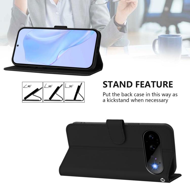 For Google Pixel 11 Pro / 11 Skin Feel Solid Color Leather Phone Case with Lanyard