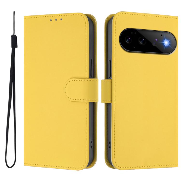 For Google Pixel 11 Pro / 11 Skin Feel Solid Color Leather Phone Case with Lanyard