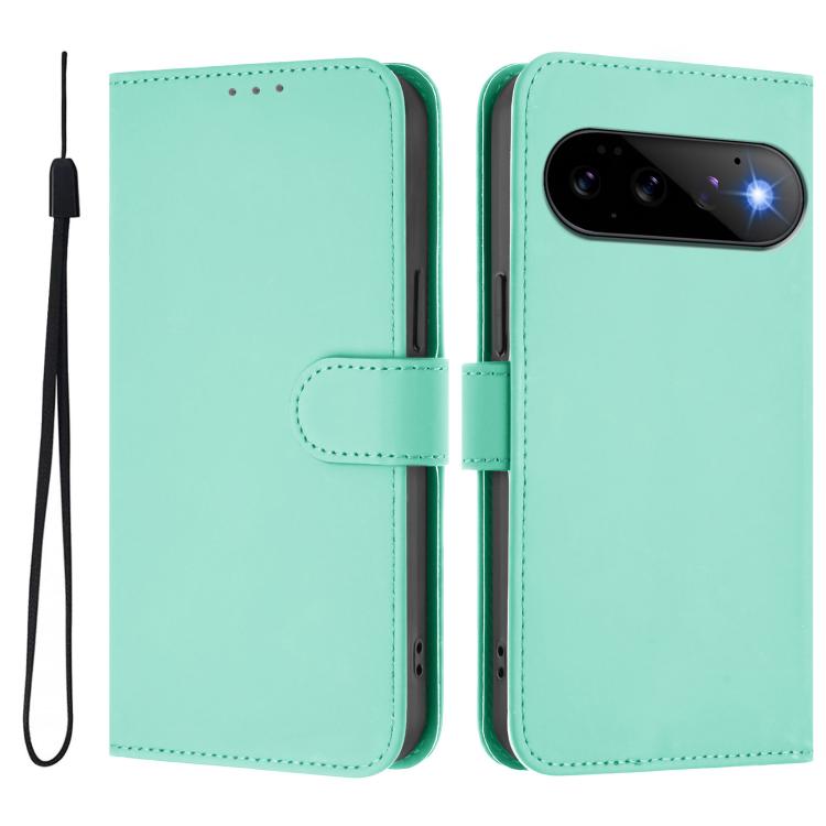 For Google Pixel 11 Pro / 11 Skin Feel Solid Color Leather Phone Case with Lanyard