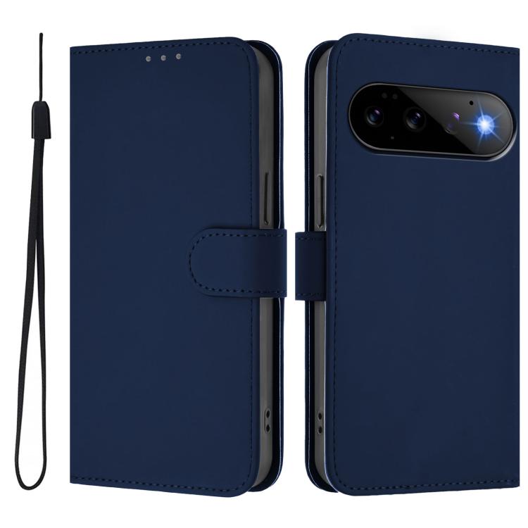 For Google Pixel 11 Pro / 11 Skin Feel Solid Color Leather Phone Case with Lanyard