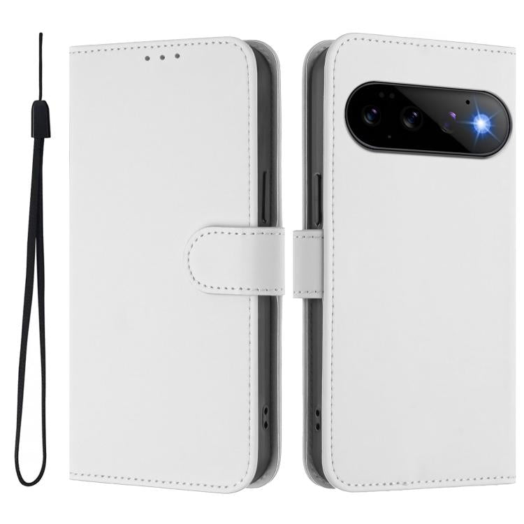 For Google Pixel 11 Pro / 11 Skin Feel Solid Color Leather Phone Case with Lanyard