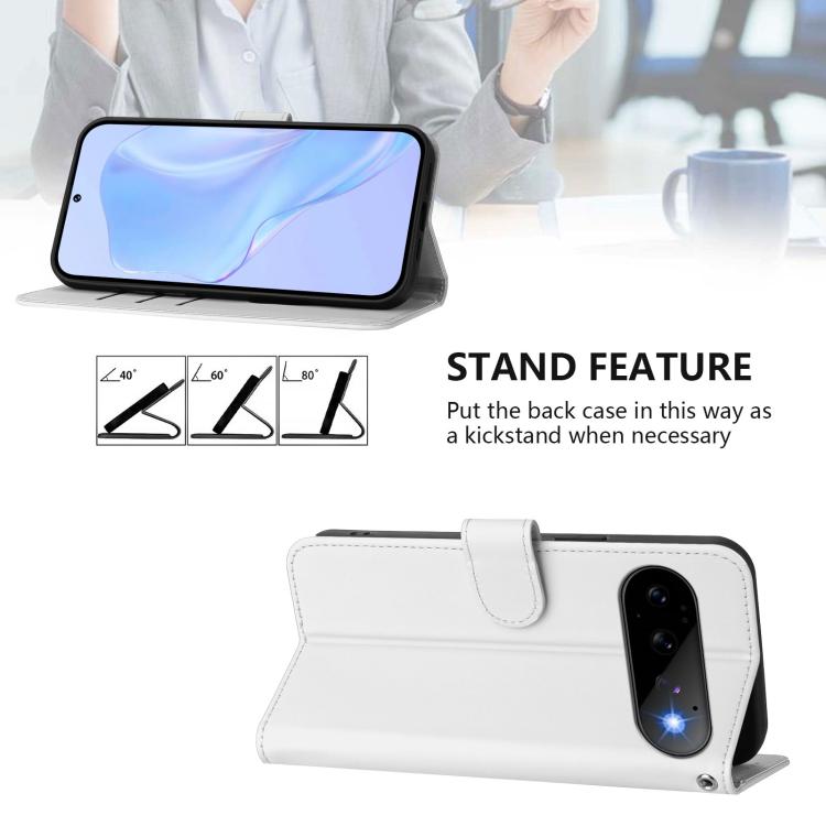For Google Pixel 11 Pro / 11 Skin Feel Solid Color Leather Phone Case with Lanyard