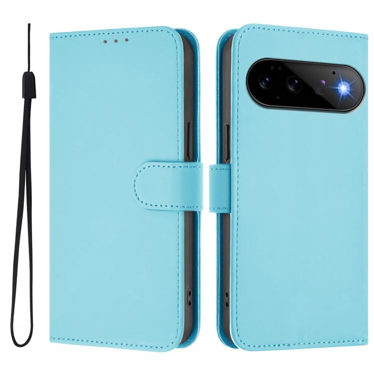 For Google Pixel 11 Pro / 11 Skin Feel Solid Color Leather Phone Case with Lanyard