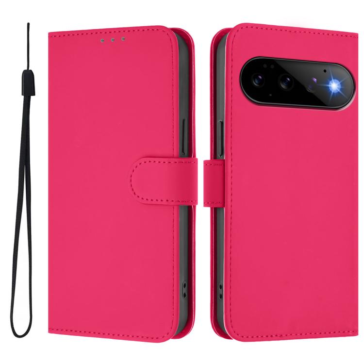For Google Pixel 11 Pro / 11 Skin Feel Solid Color Leather Phone Case with Lanyard