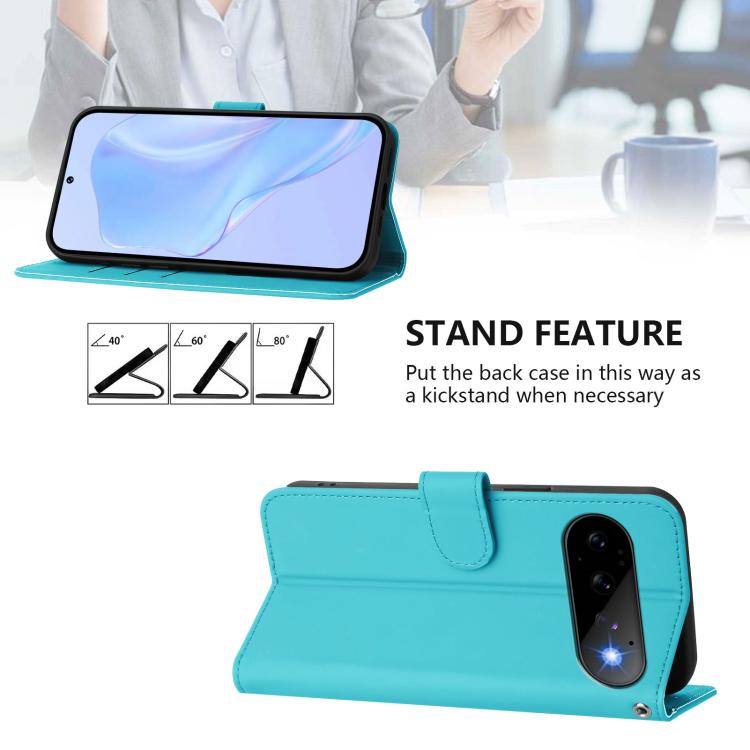 For Google Pixel 11 Pro / 11 Skin Feel Solid Color Leather Phone Case with Lanyard