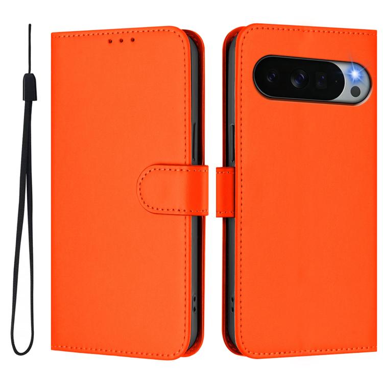 For Google Pixel 11 Pro XL Skin Feel Solid Color Leather Phone Case with Lanyard