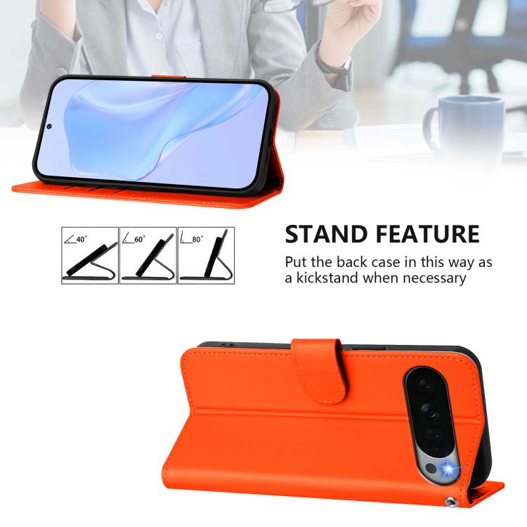 For Google Pixel 11 Pro XL Skin Feel Solid Color Leather Phone Case with Lanyard