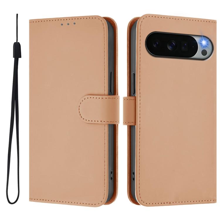 For Google Pixel 11 Pro XL Skin Feel Solid Color Leather Phone Case with Lanyard
