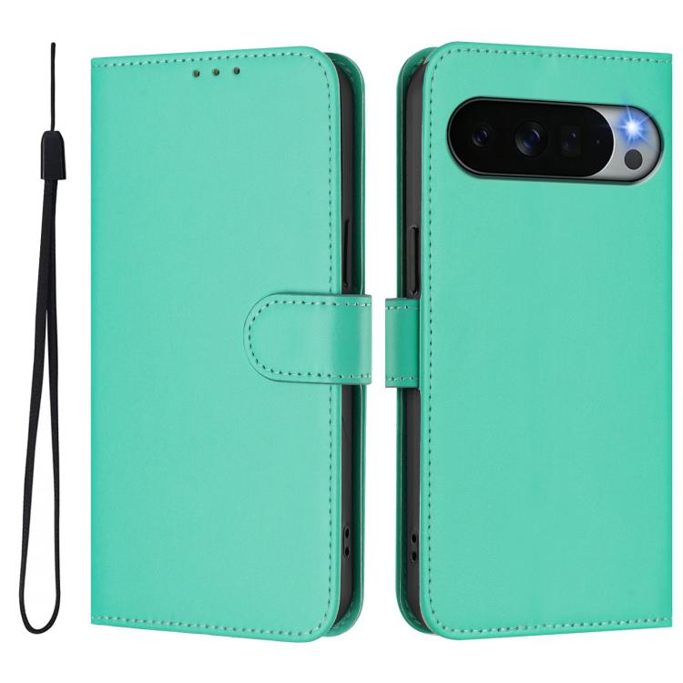 For Google Pixel 11 Pro XL Skin Feel Solid Color Leather Phone Case with Lanyard
